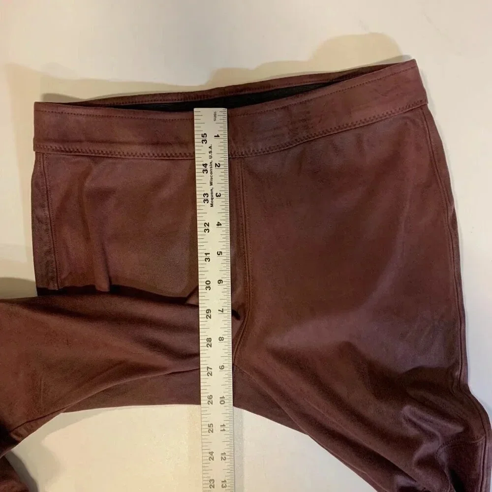 Free People Women's Faux Leather‎ Mid Rise Vegan Leggings In Wine Size 25